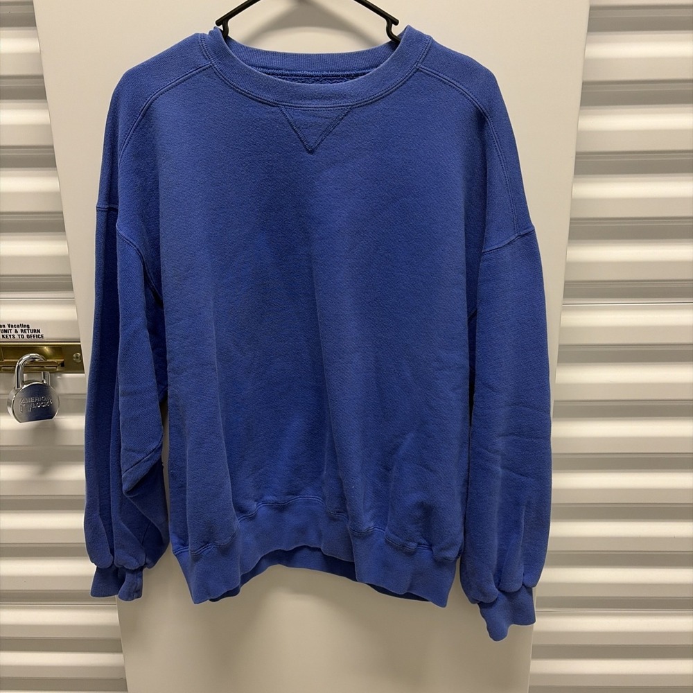 Vintage 90s Russell Athletic Blank Blue Crewneck Sweatshirt Made In USA XL